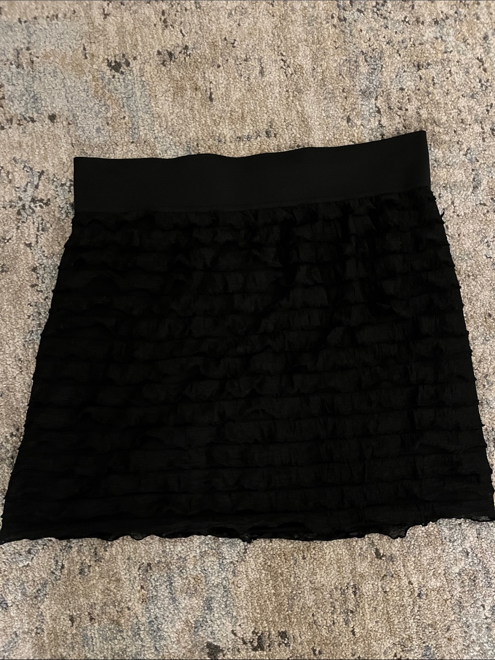 Express Black Ruffled Mini Skirt